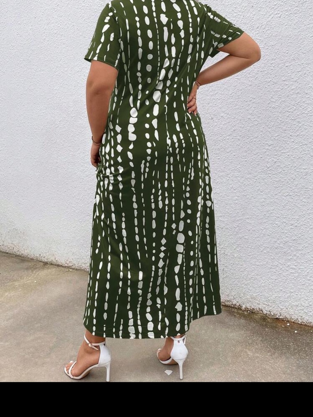 SHEIN NWOT Olive and White Maxi Dress - Picture 2 of 7